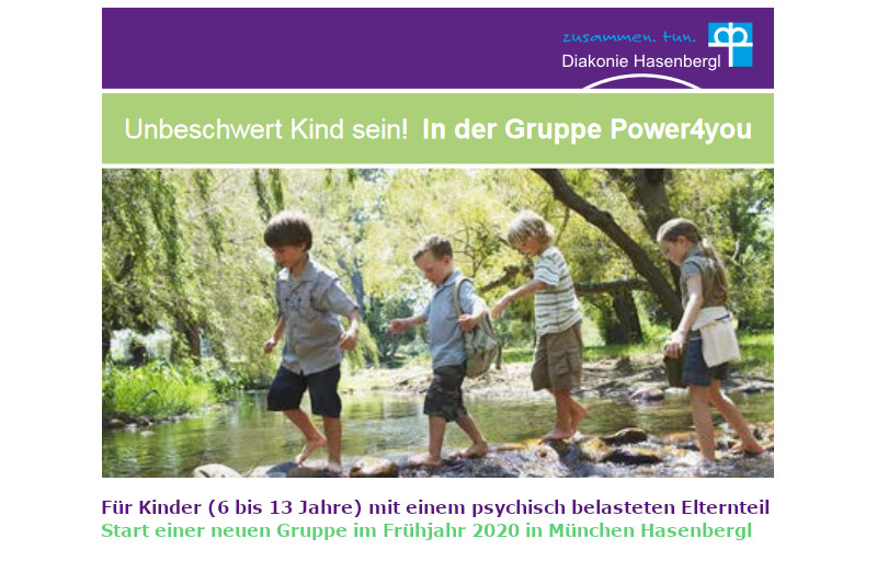 Ab Frühjahr 2020: Gruppe "Power4You" für Kinder psychisch erkrankter Eltern in München